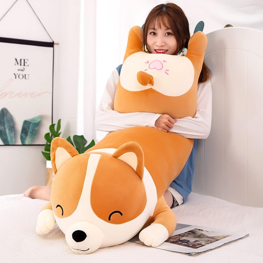 MIAOHAHA Almohada de peluche de 120 cm de Corgi, lindo juguete de a...