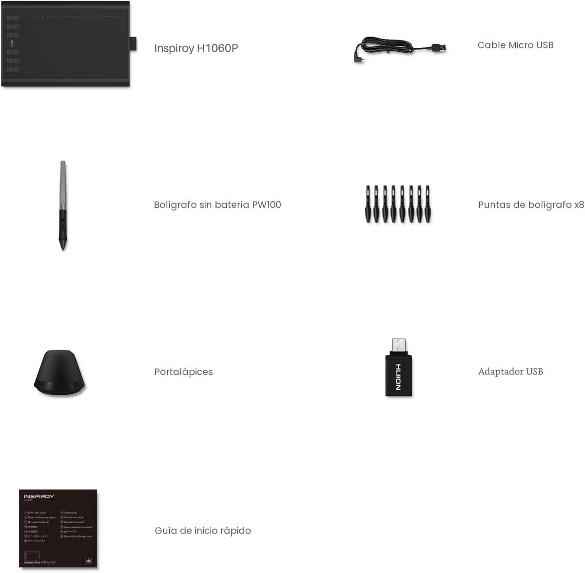 HUION Inspiroy H1060P - Tableta de dibujo gráfico con sensibilidad...
