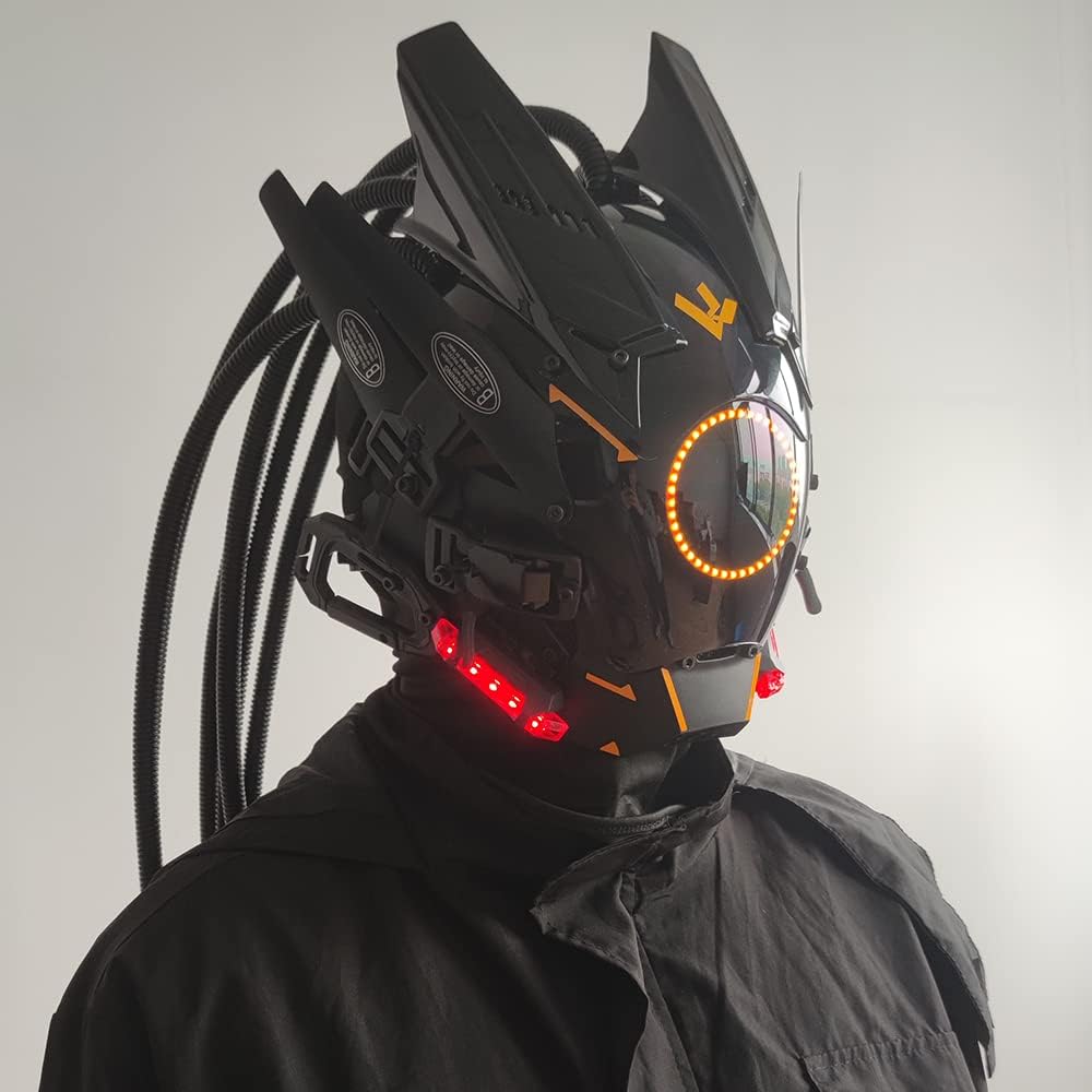 KYEDAY Máscara punk cosplay para hombres, luz redonda con trenzas m...