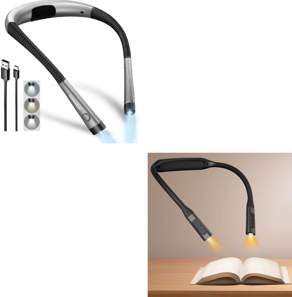 Glocusent 1 paquete de luz de libro 1 paquete de luz ergonómica par...