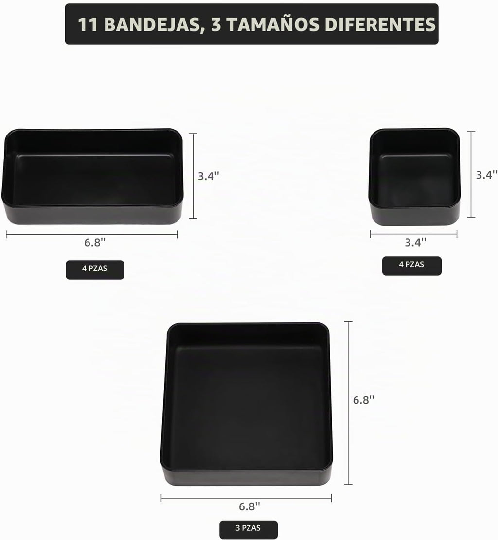 Juego de organizador de cajones apilables de 11 piezas, bandejas or...