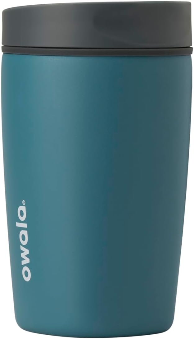 Owala SmoothSip Slider - Vaso de café aislado de acero inoxidable,...