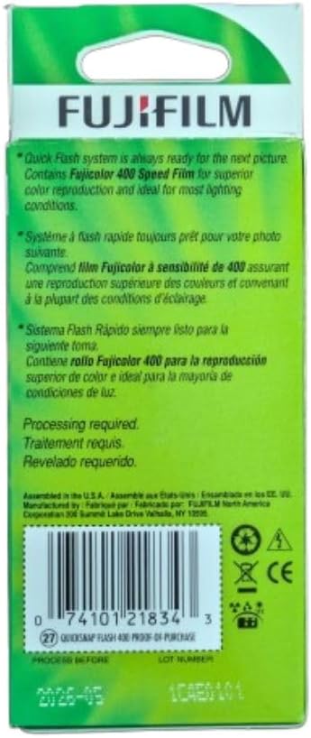 Fujifilm QuickSnap Flash 400 - Cámara de 1.378 in con flash, 27 Exp...