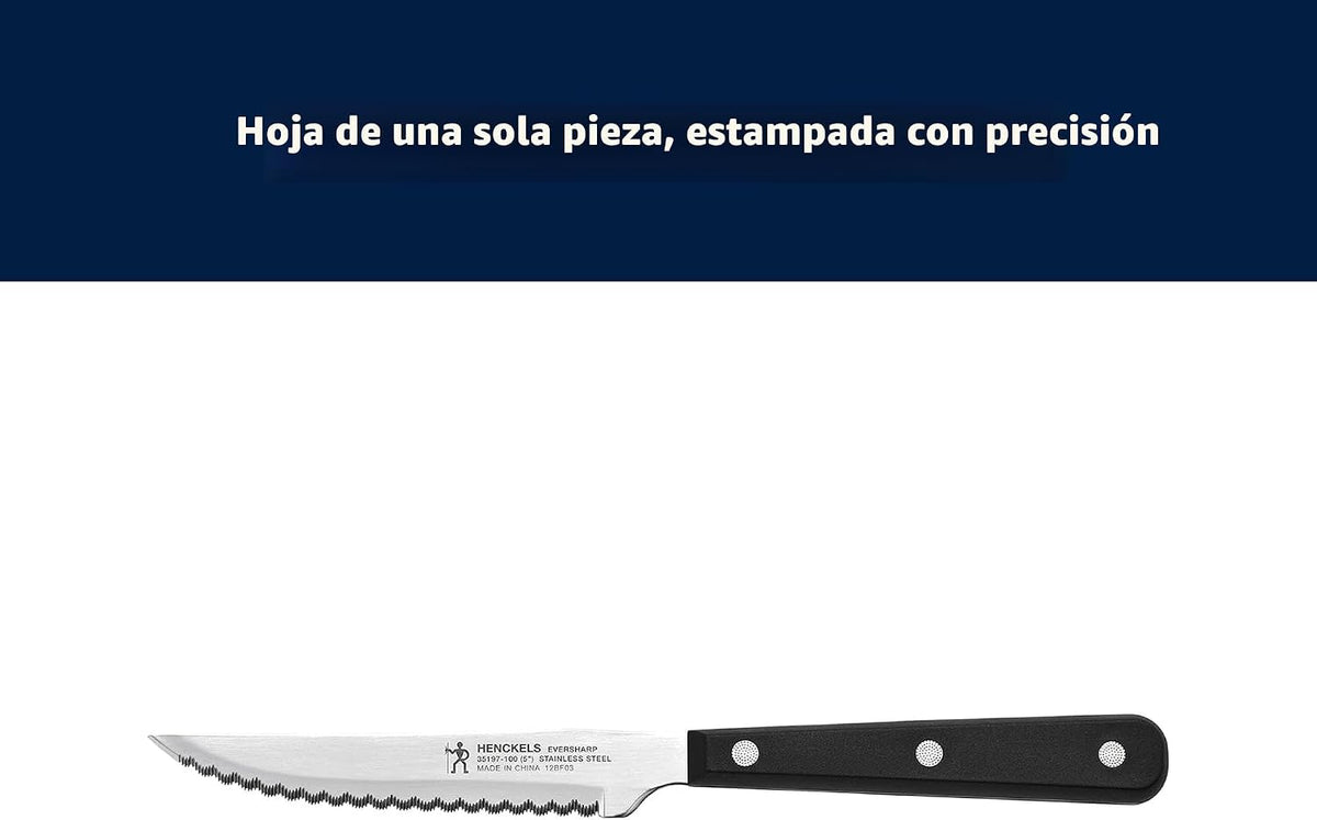 HENCKELS - Juego de 8 cuchillos afilados para carne, diseño alemán...