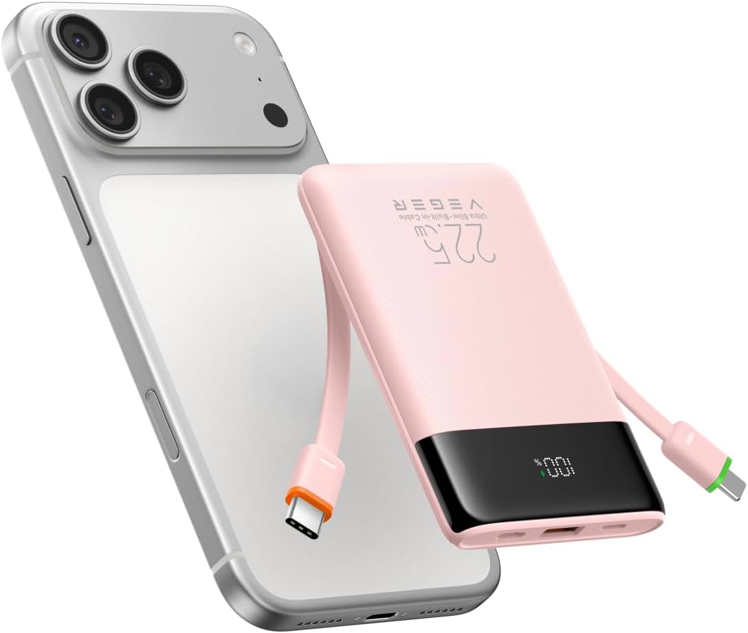 VEGER Cargador portátil de carga rápida de 10000mAh 22.5W con cable...