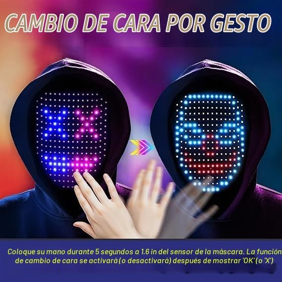 WestDeer Las máscaras LED multicambiables con detección de gestos i...