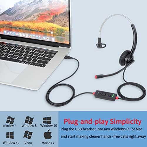Auriculares USB con micrófono para PC, portátil, computadora, auric...
