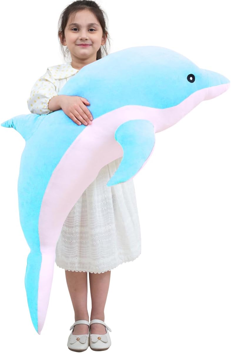 Kekeso - Almohada gigante de delfín de peluche, suave almohada de b...