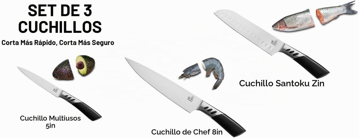 CHUSHIJI - Juego de cuchillos de chef de 3 piezas, cuchillos de che...