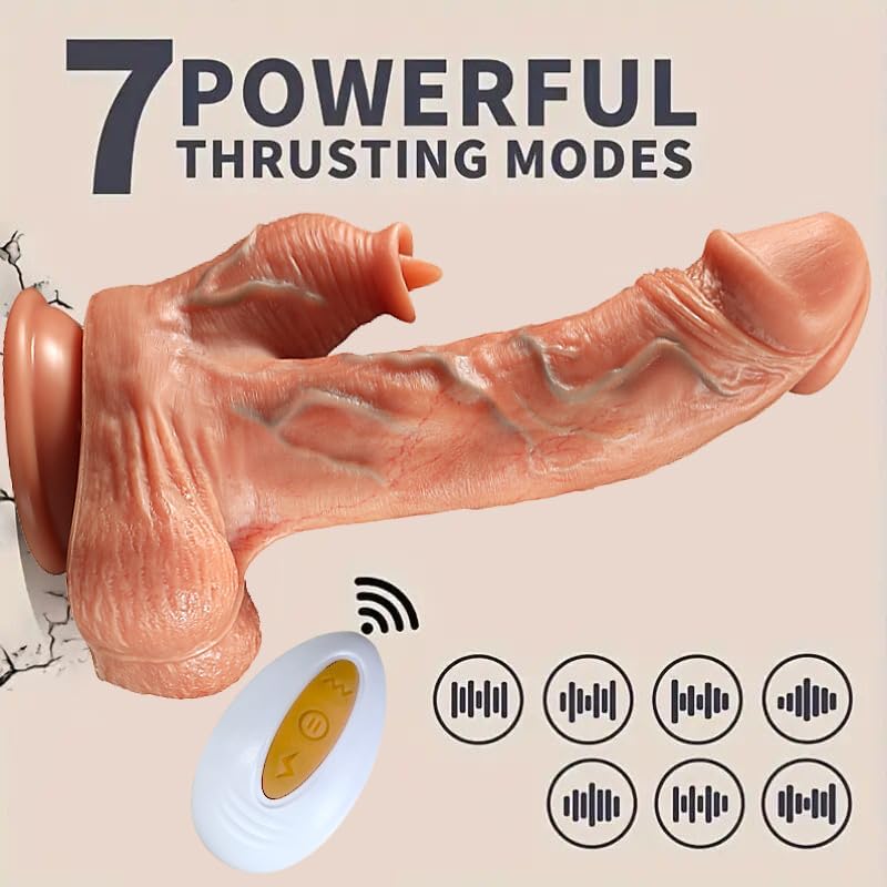 Potente 7 modos de empuje flexible sensorial lengua de placer reali...