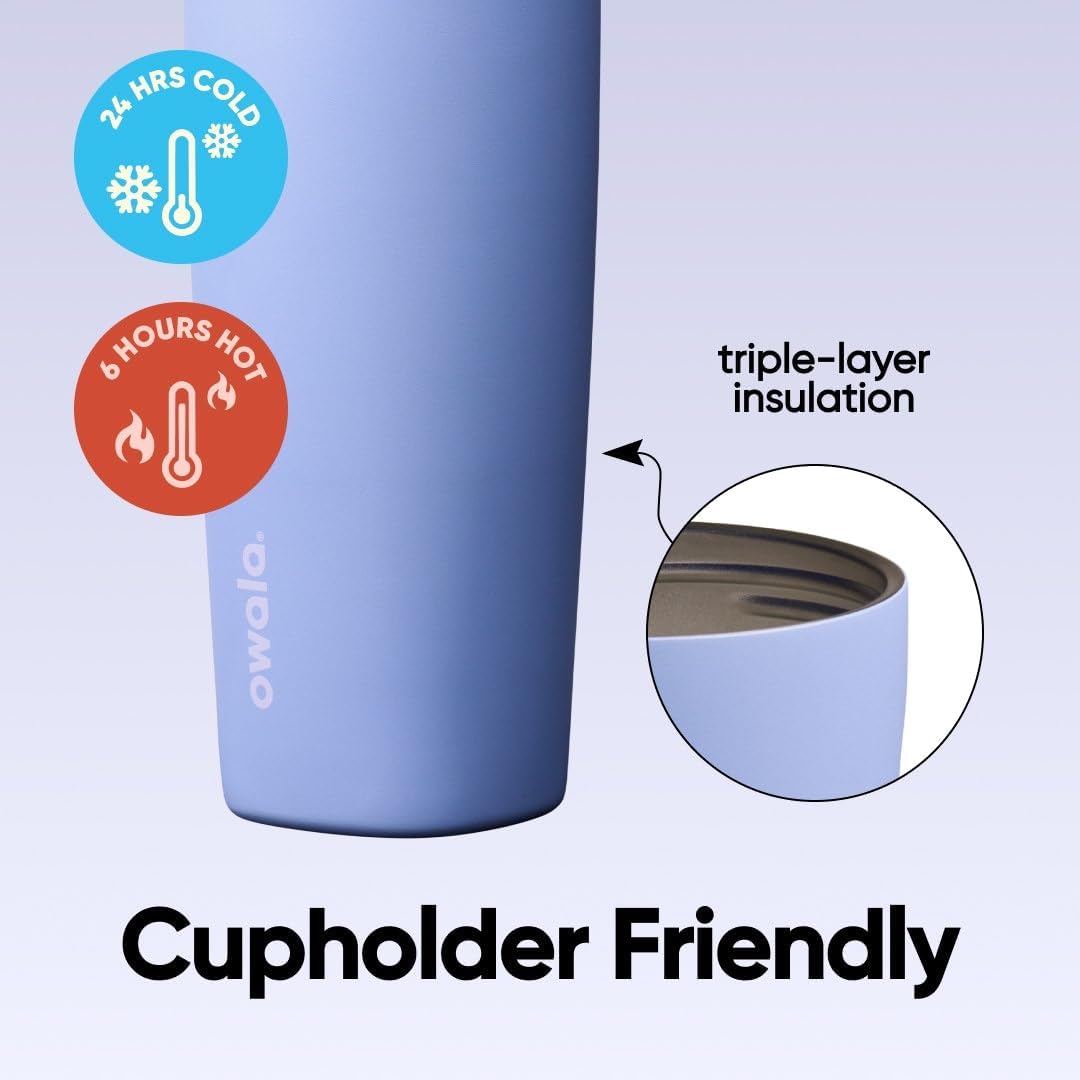 Owala SmoothSip Slider - Vaso de café de acero inoxidable con aisla...