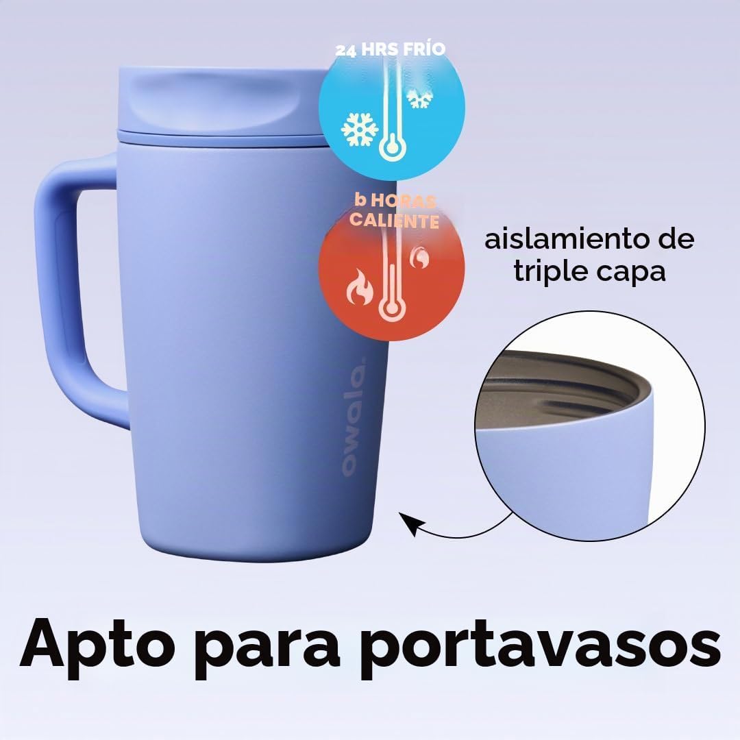 Owala SmoothSip Slider - Taza de viaje aislada de acero inoxidable...