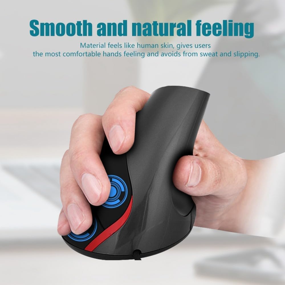 MOPFOL Ratón vertical 1200DPI - Diseño ergonómico con cable USB par...