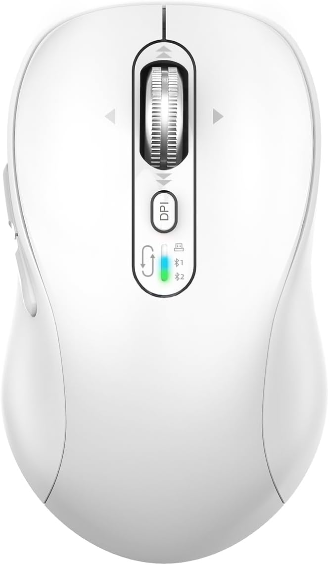 Ratón inalámbrico Bluetooth recargable, USB+BT×2, silencioso, ergon...