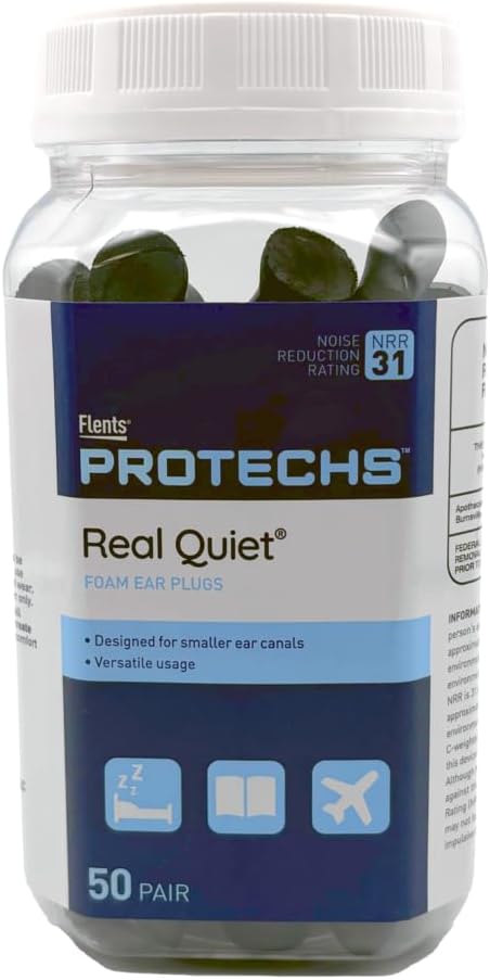Flents Protechs - Tapones para los oídos de espuma silenciosa, NRR...