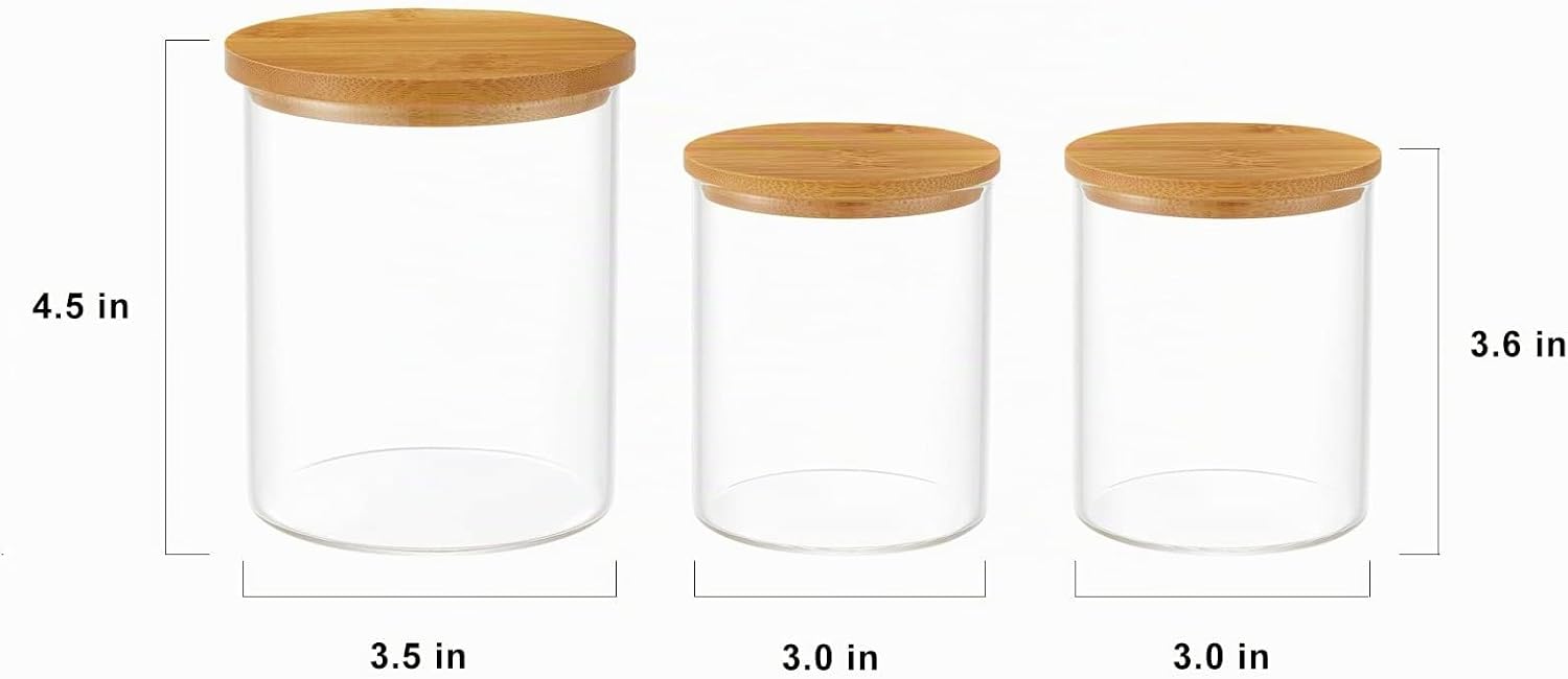 INIUNIK Paquete de 3 dispensadores de vidrio Qtip, tarros de vidrio...