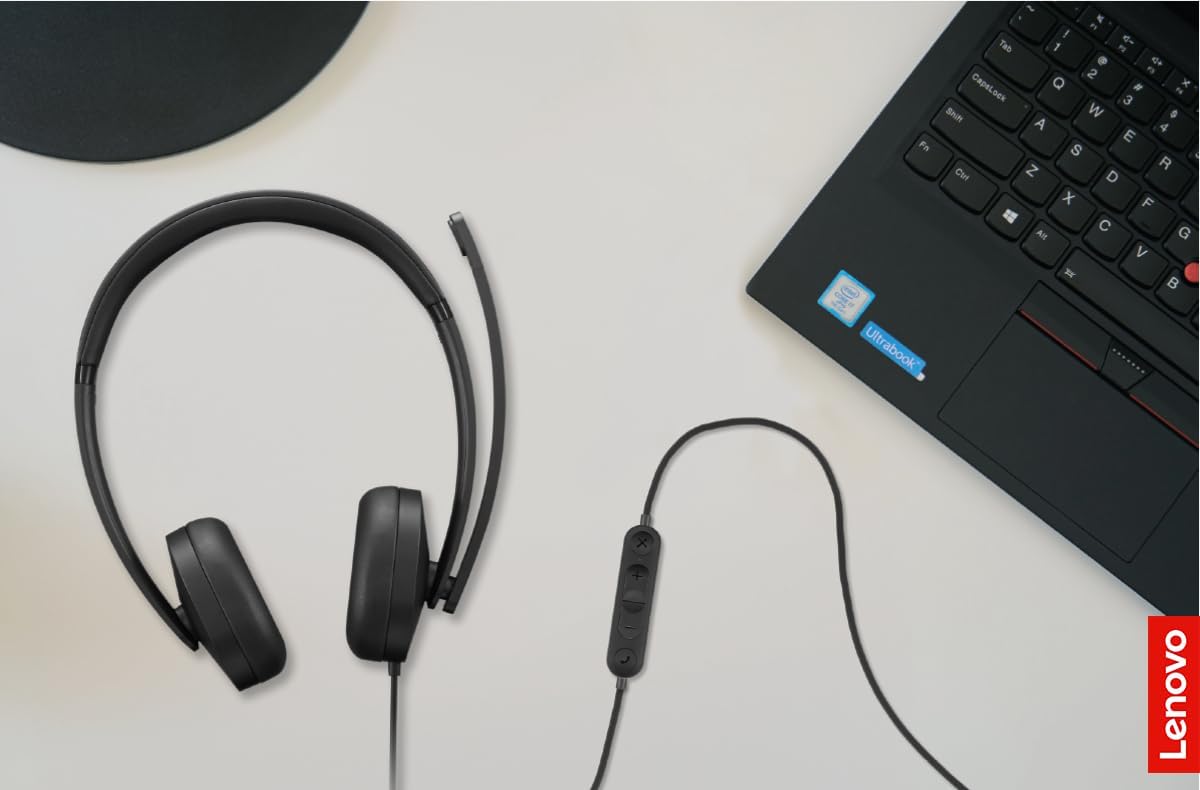 Lenovo 115 Auriculares con cable estéreo USB-A\/USB-C \u2013 Ligero...