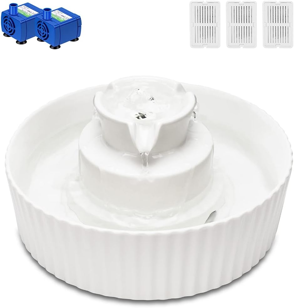Fuente de agua de cerámica para gatos, 2.1L\/71 onzas, fuente de ag...