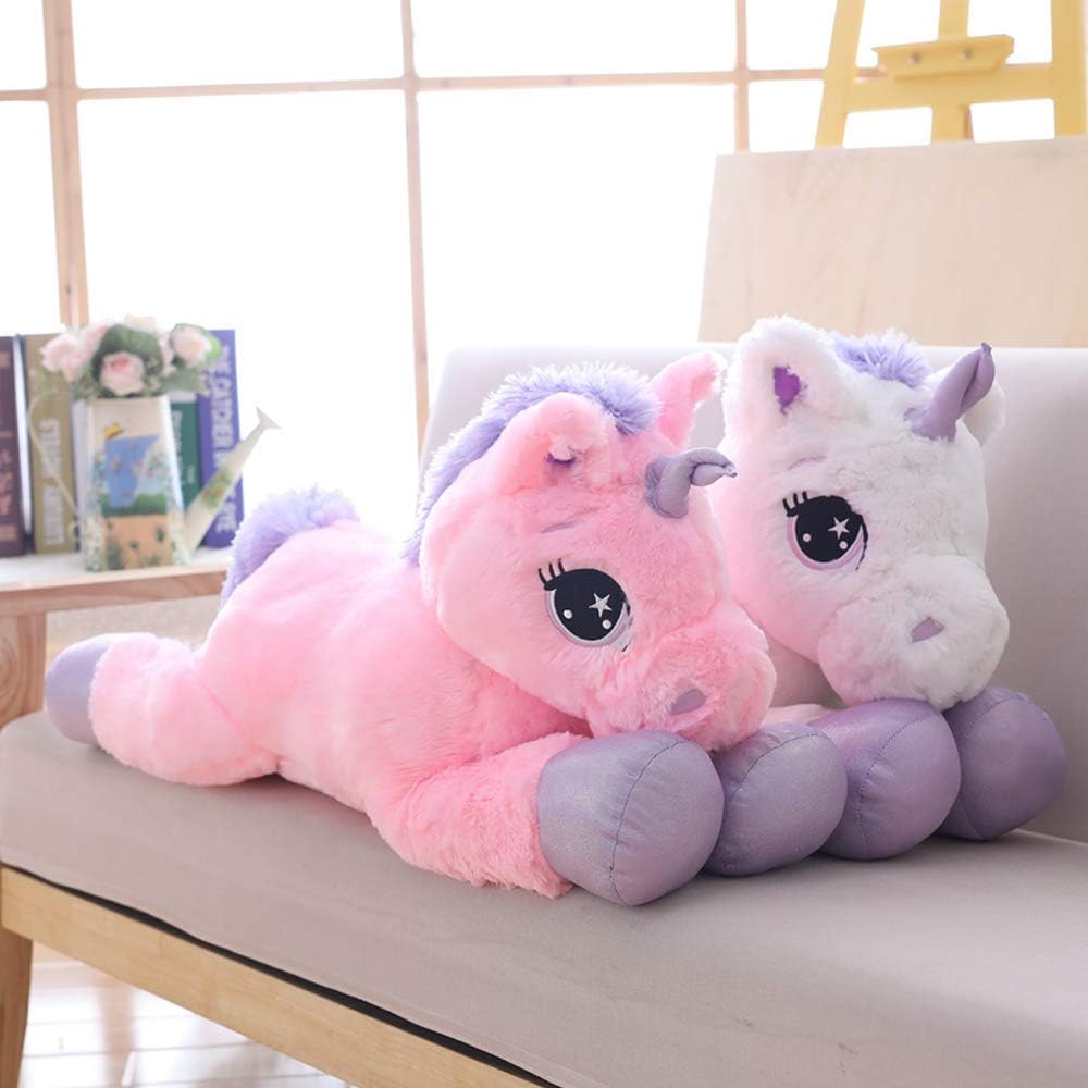 sofipal Juguetes de peluche de unicornio gigante, cojín suave y gra...