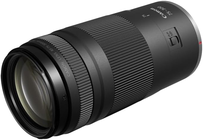 Lente zoom Canon RF75-300mm F4-5.6 con filtro UV + tapa de lente co...