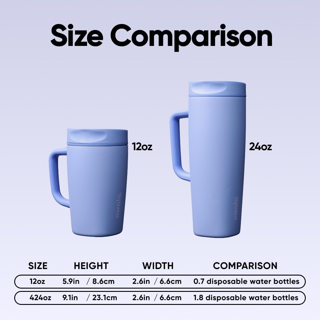 Owala SmoothSip Slider - Taza de viaje aislada de acero inoxidable...