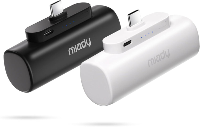 Miady Paquete de 2 mini cargadores portátiles incorporados USB C co...