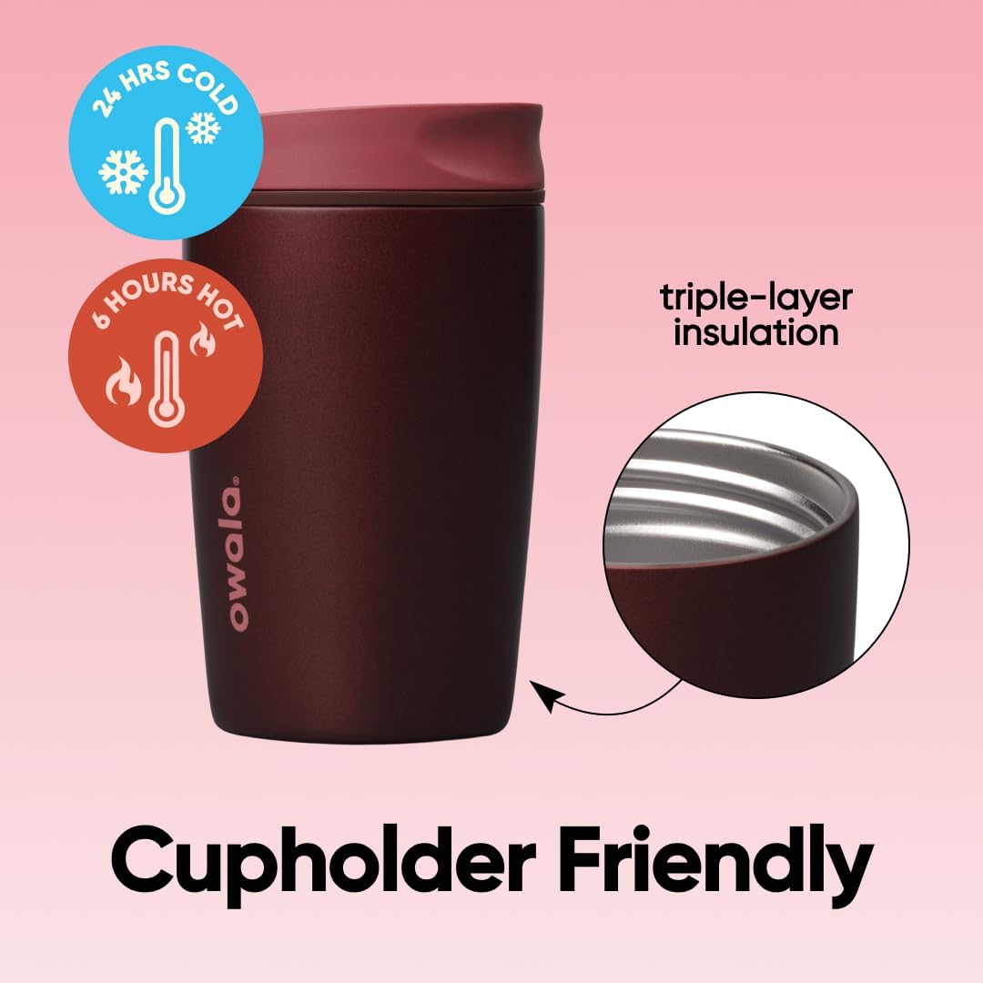 Owala SmoothSip Slider - Vaso de café de acero inoxidable con aisla...