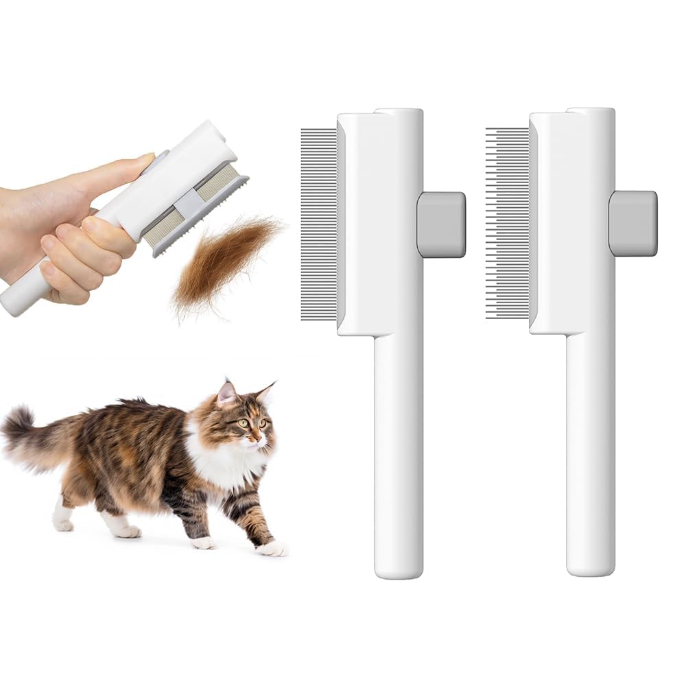 Marchul Juego de 2 peines autolimpiantes para mascotas, cepillo de...