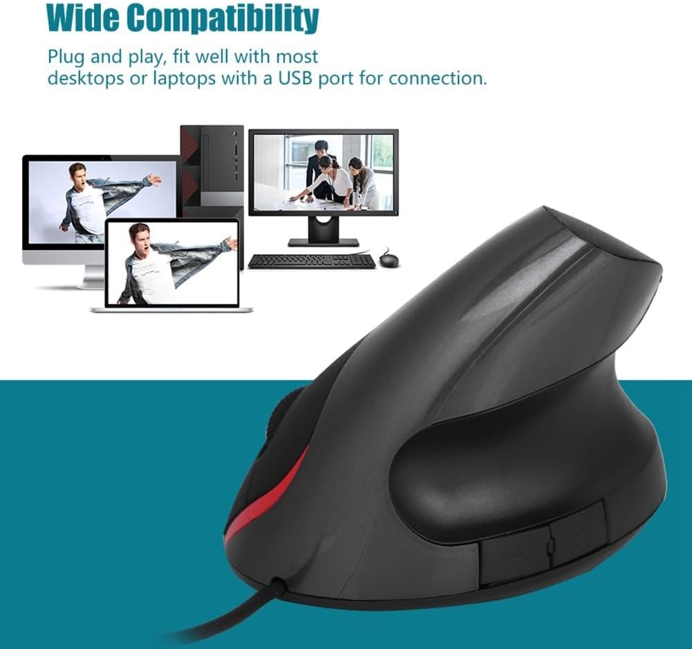 MOPFOL Ratón vertical 1200DPI - Diseño ergonómico con cable USB par...