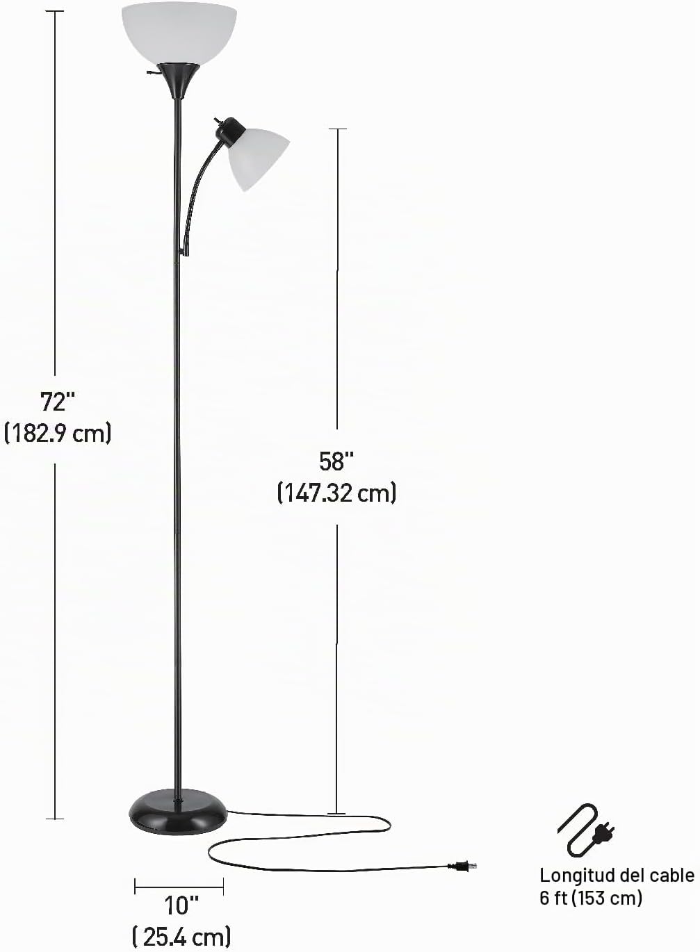 Globe Electric 67135 Delilah - Lámpara de pie, color negro