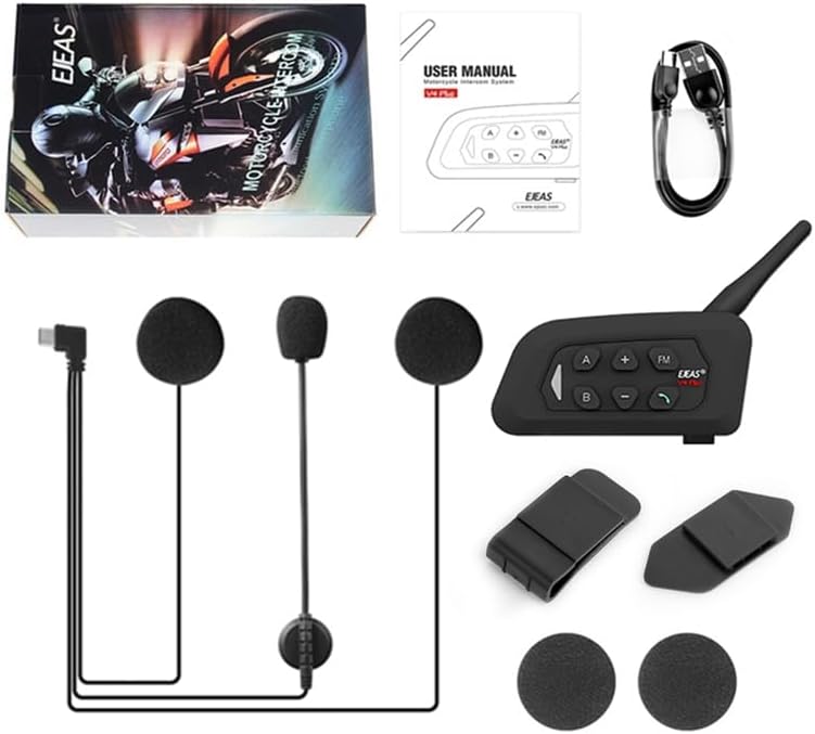 MIMIRACLE V4 Plus Casco de Motocicleta Bluetooth Intercomunicador,...
