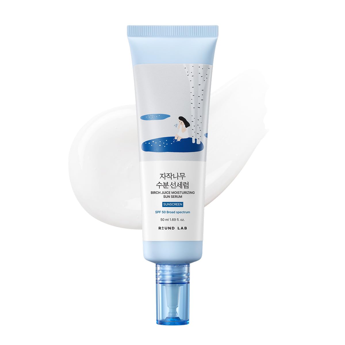 ROUND LAB Suero solar hidratante de jugo de abedul SPF 50, 1.69 Fl...