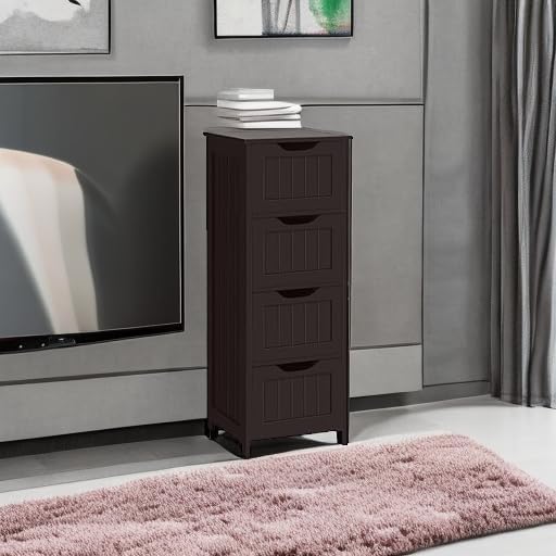 Yaheetech Gabinete de almacenamiento para baño, diseño delgado de 4...