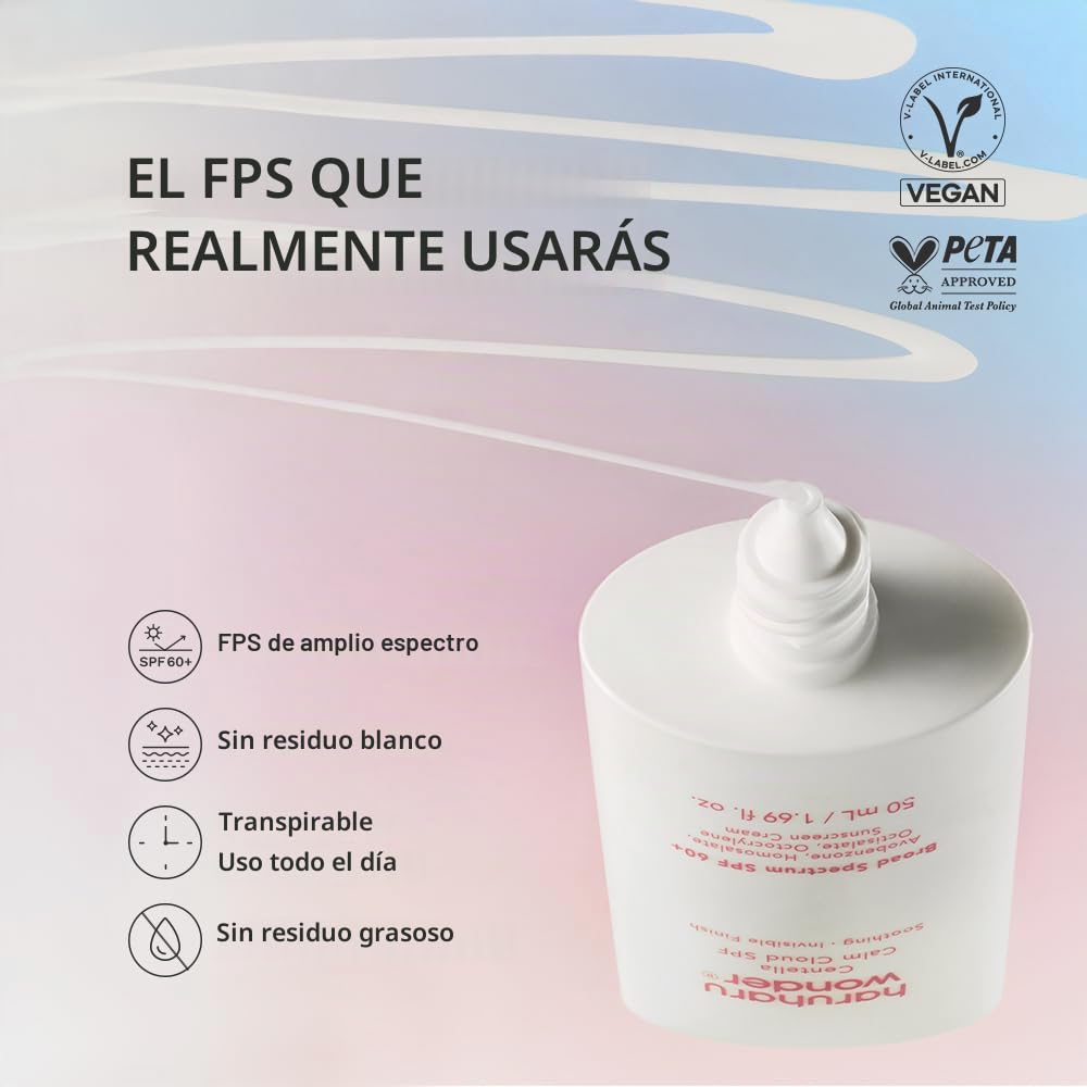Haruharu Wonder Centella Calm Cloud Protector facial solar SPF 60+,...