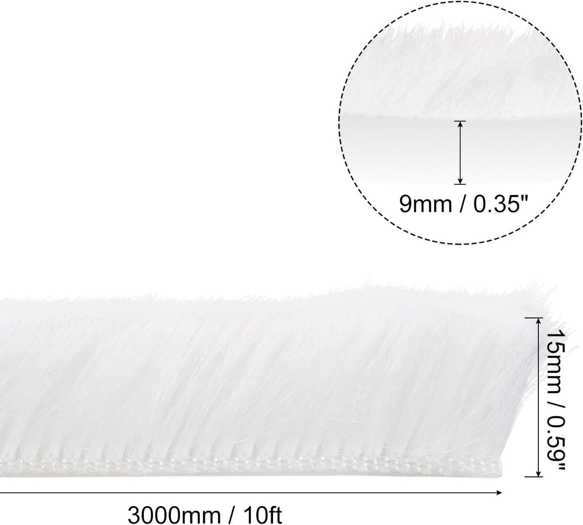 uxcell Cepillo para burlete de clima, 10 pies de largo x 0.35 pulga...