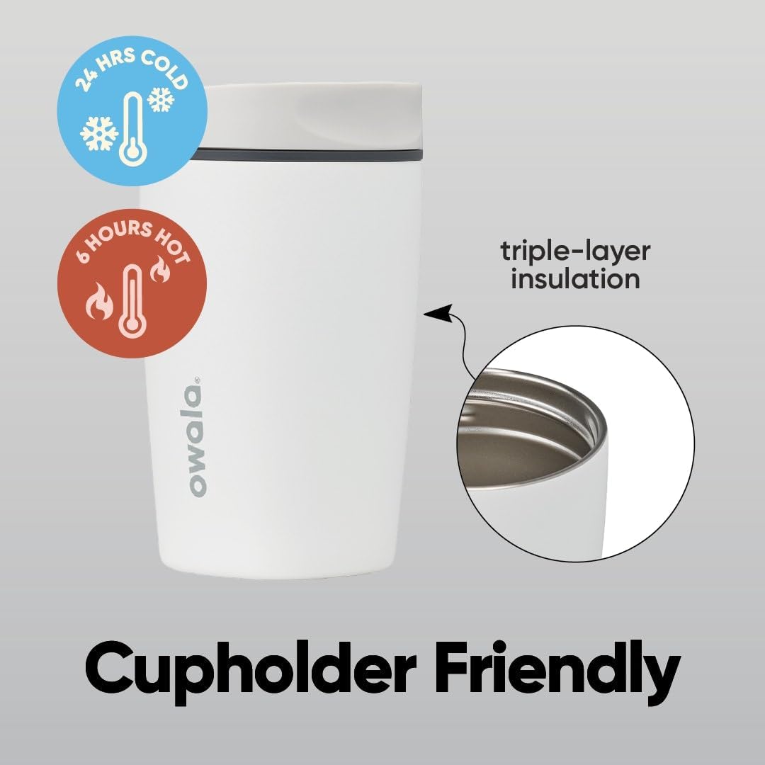 Owala SmoothSip Slider - Vaso de café de acero inoxidable con aisla...