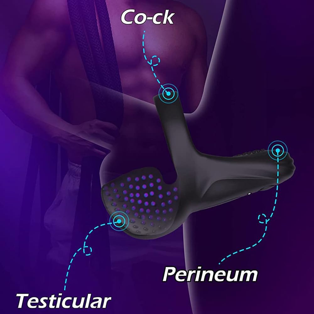 Anillo vibrador masculino con bolas, masajeador de vibración, jugue...