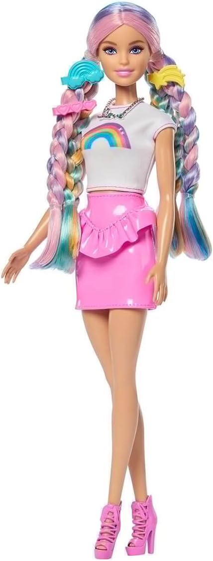Barbie Muñeca de pelo Rainbow Sparkle y accesorios | Muñeca de moda...