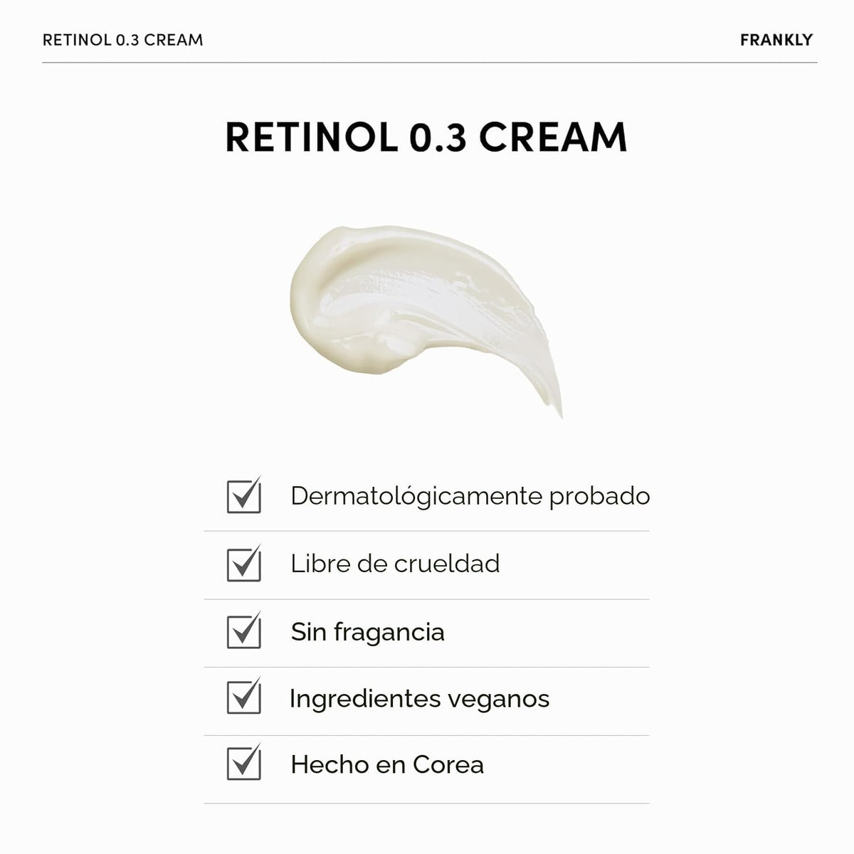 FRANKLY Retinol 0.3% Crema, 0.7oz - Retinol Intensivo Coreano | Cre...