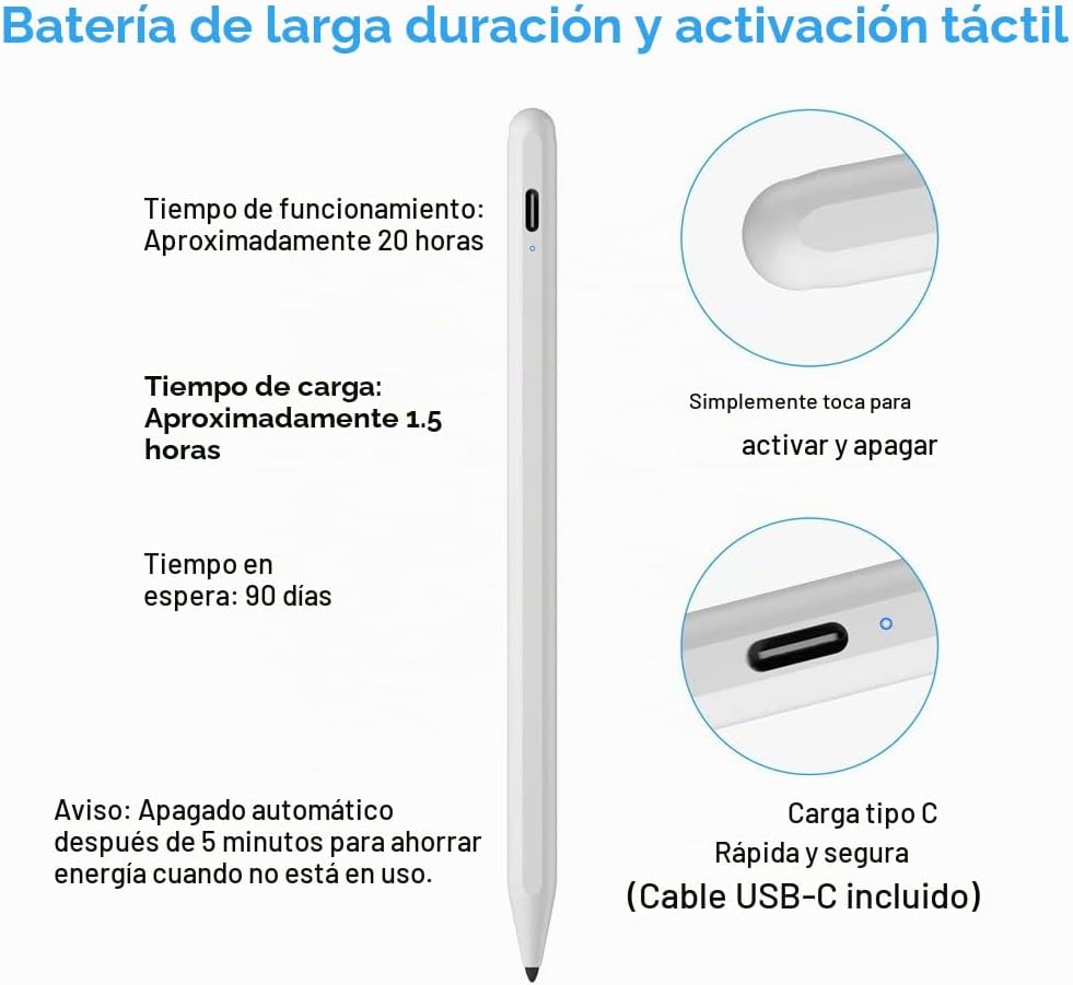 Lápiz óptico para iPad (2026-2018) con rechazo de palma de carga rá...