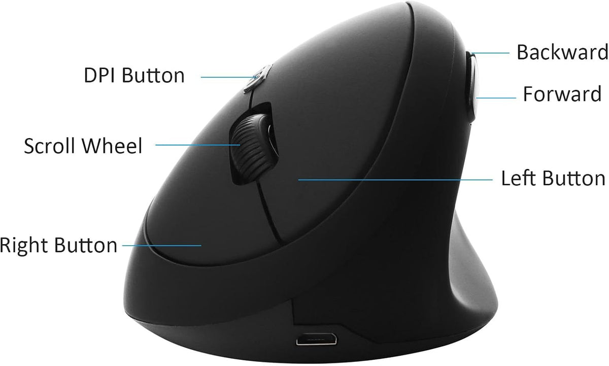 Thanice Ratón inalámbrico vertical, 2.4G recargable, ergonómico, de...