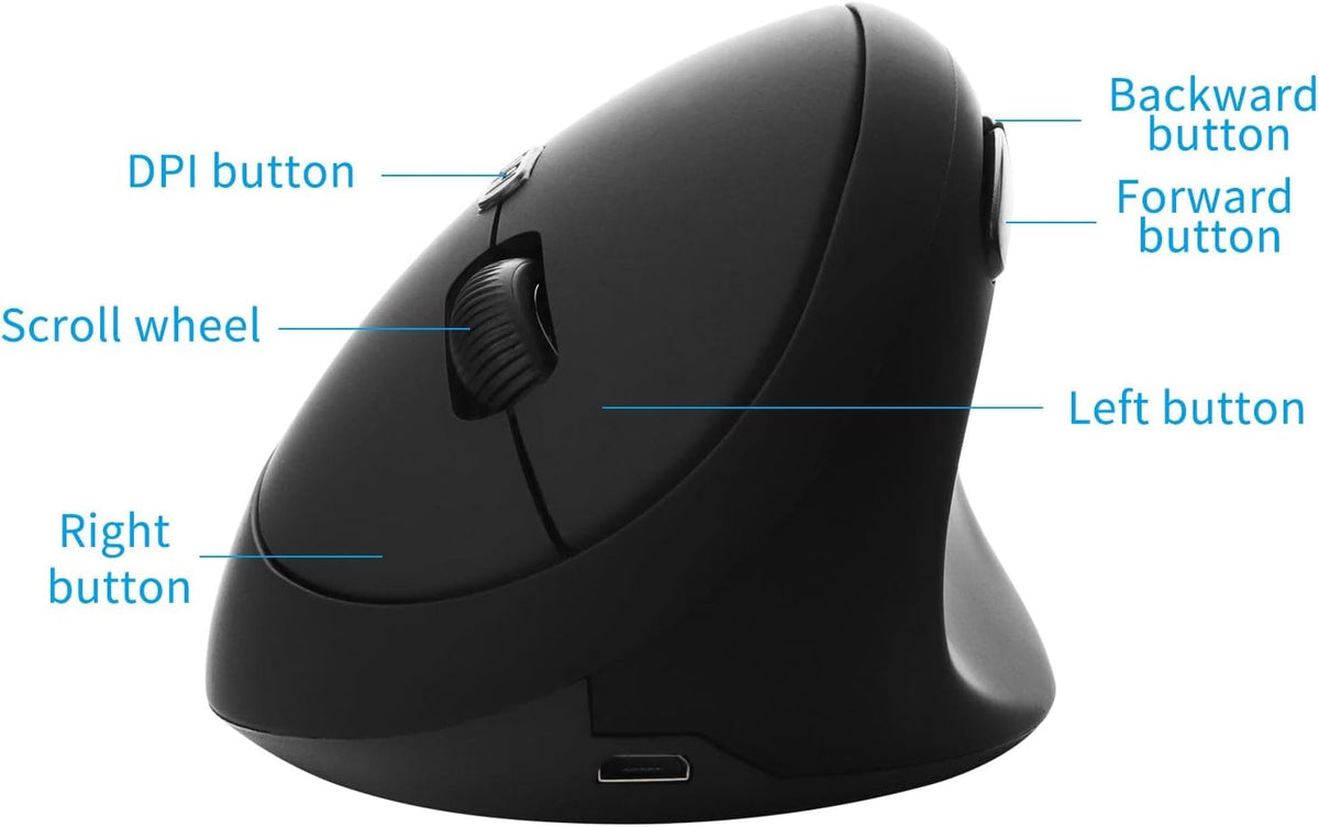 Sokelinn-six Ratón vertical ergonómico, mouse inalámbrico recargabl...