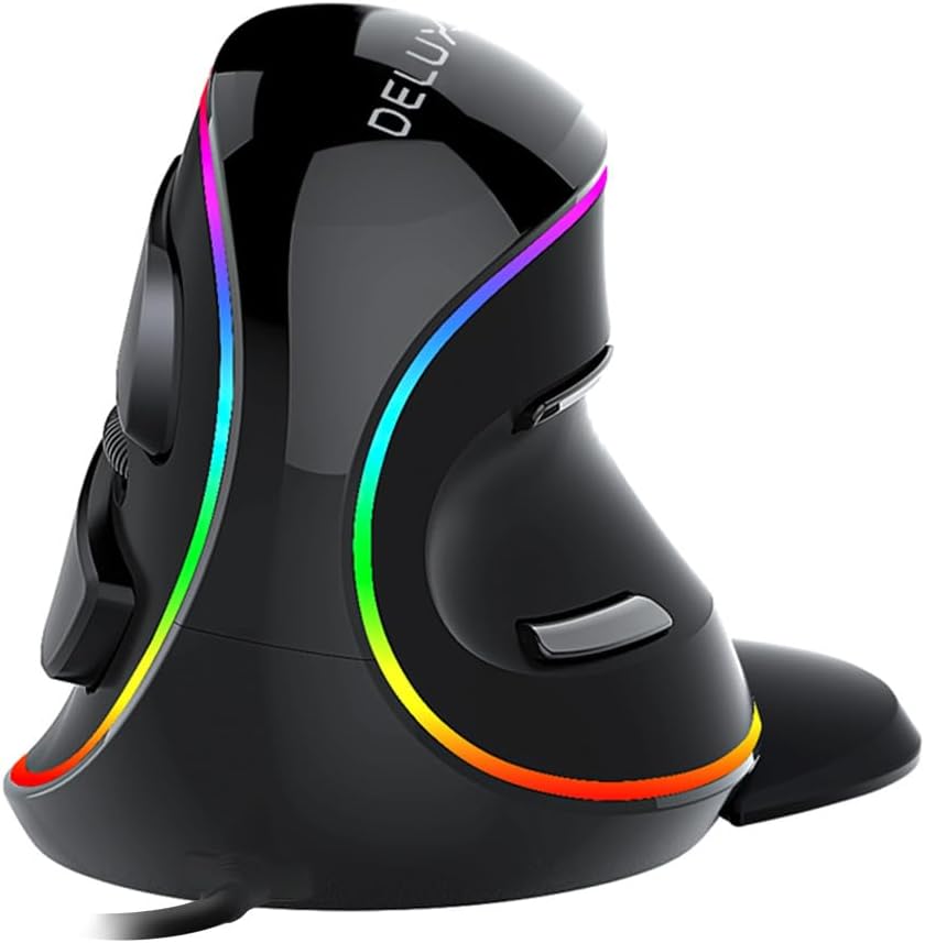 Leo-4Beauty - Delux M618 Plus Ratón Vertical Ergonómico Derecho RGB...