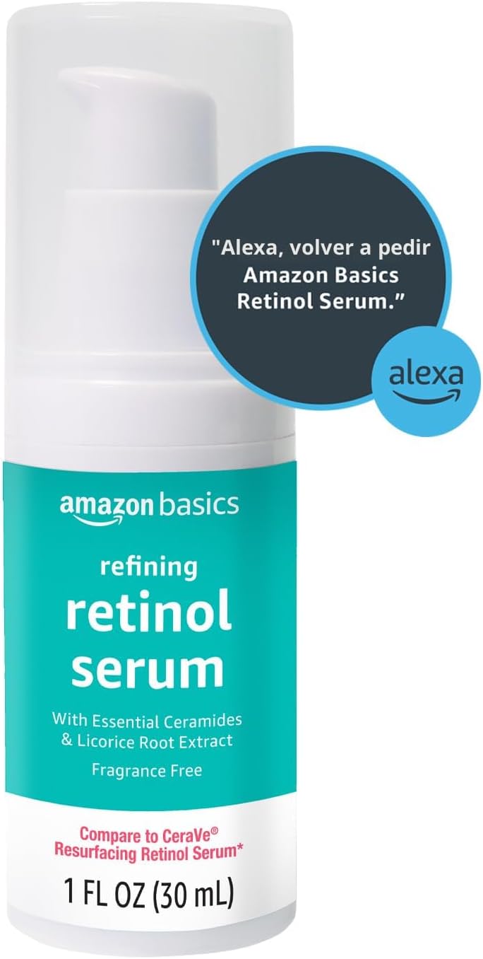 Amazon Basics Suero de retinol para cara, minimizador de poros, fór...