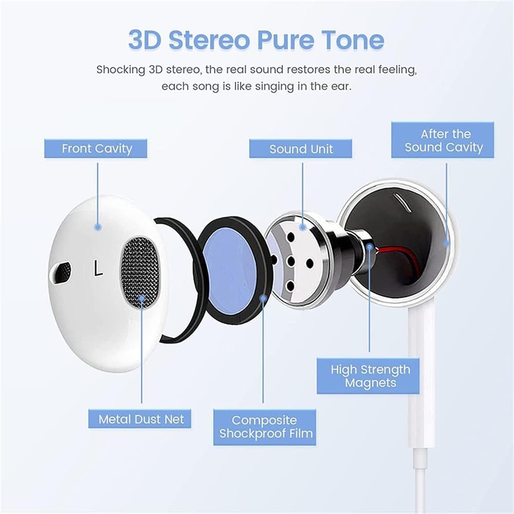 Mutsrd Paquete de 2 auriculares con cable para iPhone, auriculares...