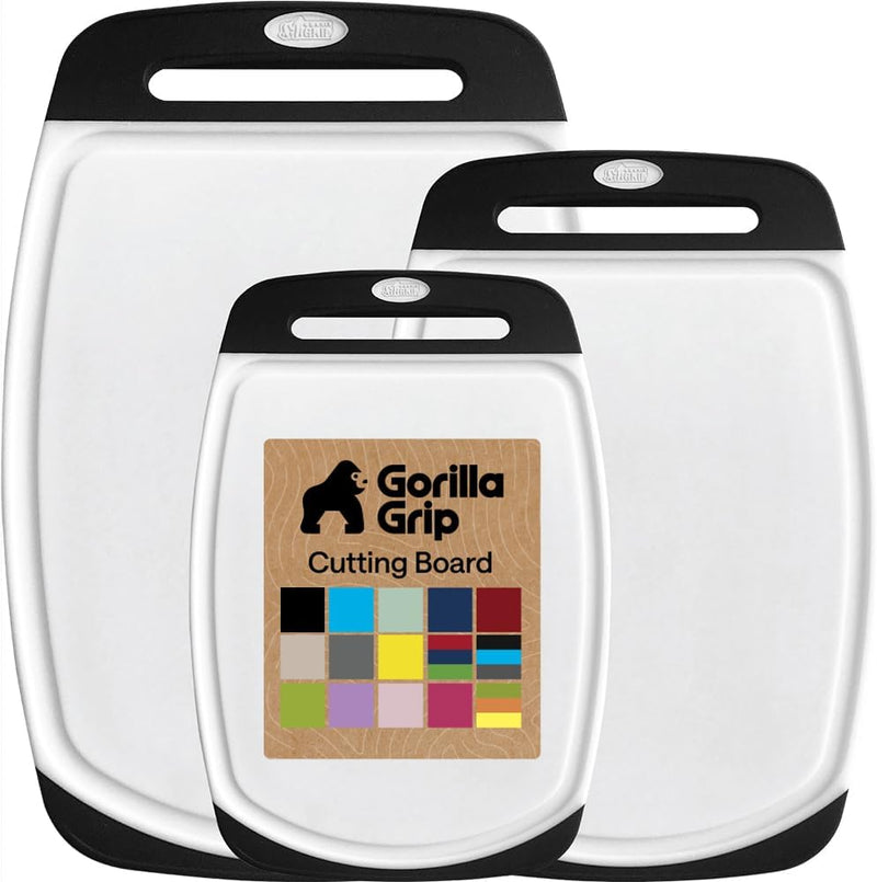 GORILLA GRIP Tabla de cortar reversible sin BPA, juego de 3, color...