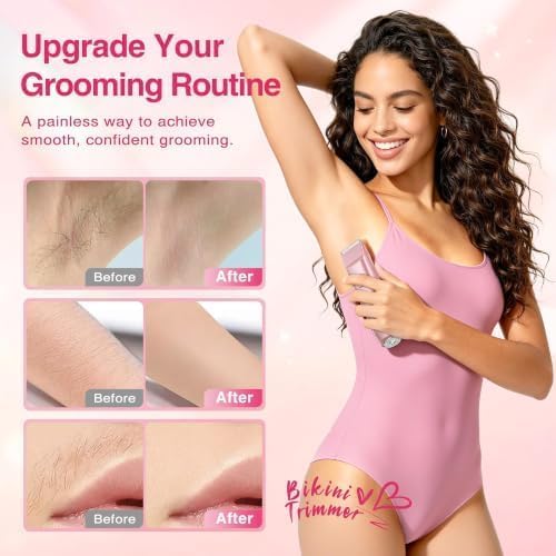 Recortadora de bikini para mujer, maquinilla de afeitar eléctrica y...