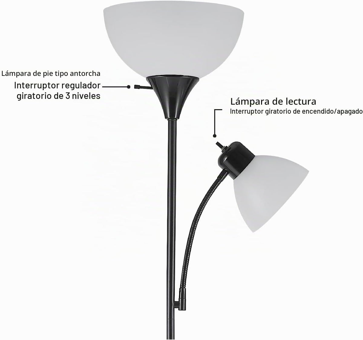 Globe Electric 67135 Delilah - Lámpara de pie, color negro