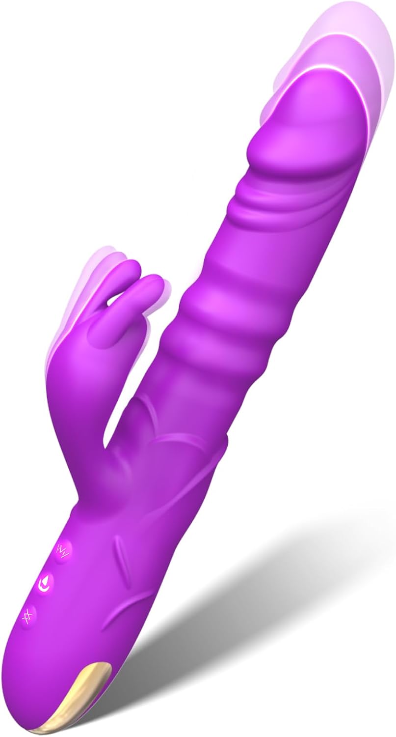 Consolador de empuje vibrador de conejo, vibrador de clítoris de pu...