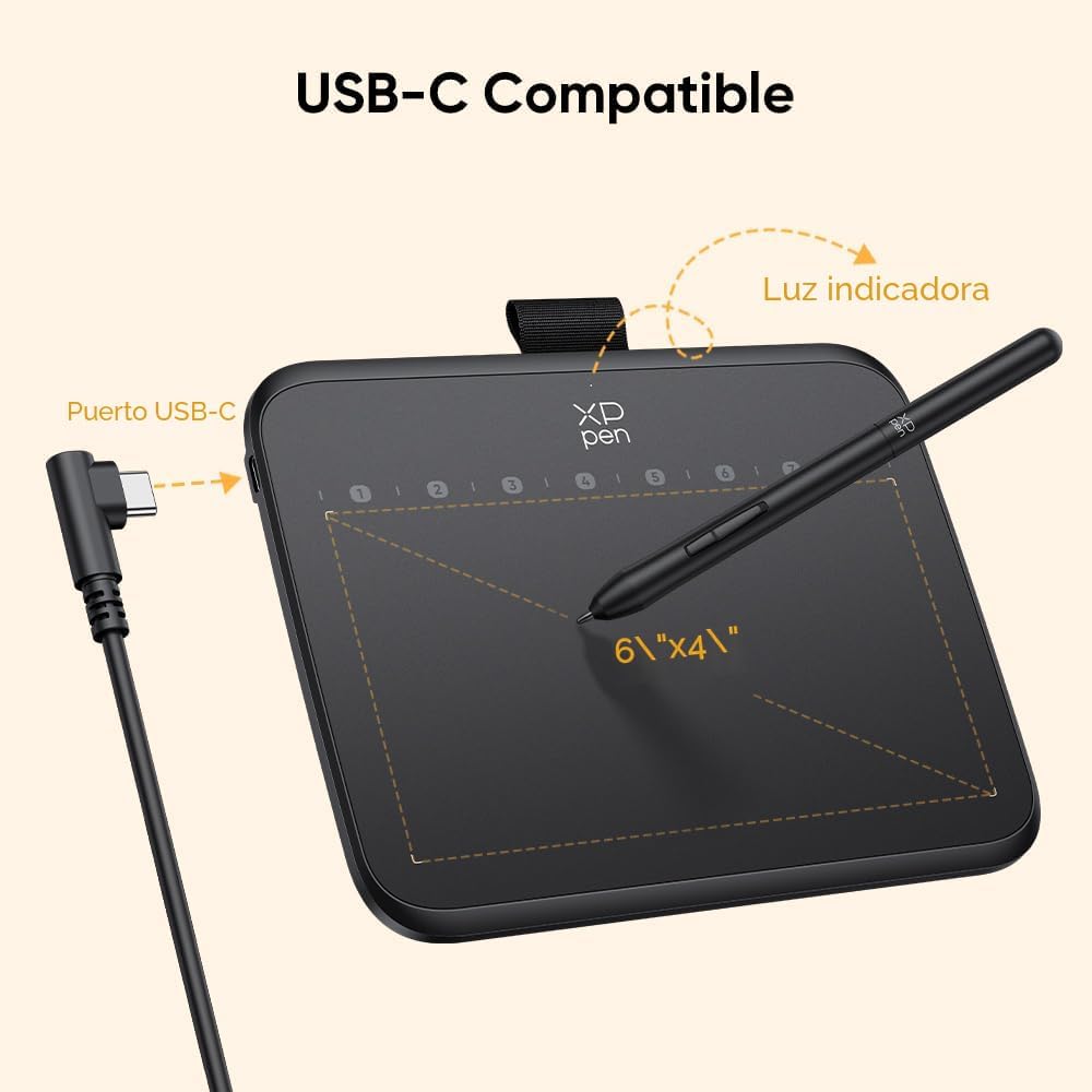 XPPen - Tableta de dibujo de 6 x 4 pulgadas con 16384 niveles de pr...
